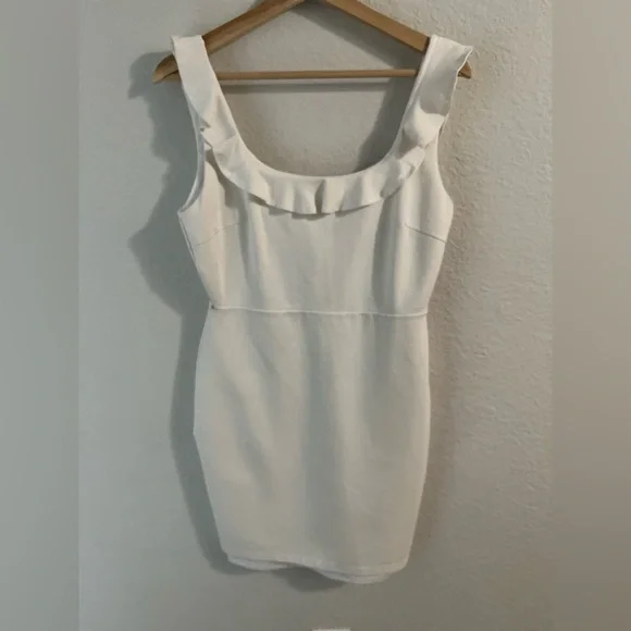 Lulus Dream Girl White Ruffled Bodycon Dress M Party Cocktail Sleeveless Flirty - Picture 5 of 10
